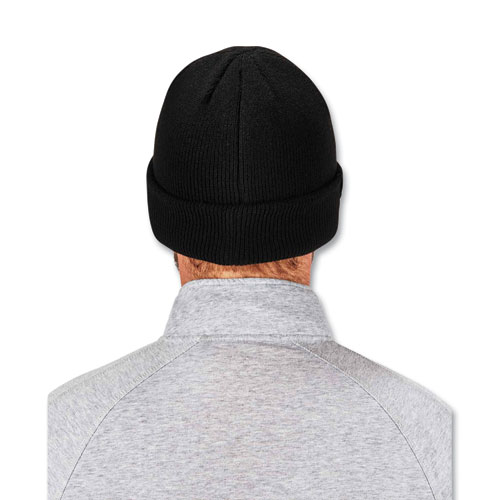 Image of Ergodyne® N-Ferno 6811Z Rib Knit Hat With Zipper For Bump Cap Insert, One Size Fits Most, Black, Ships In 1-3 Business Days