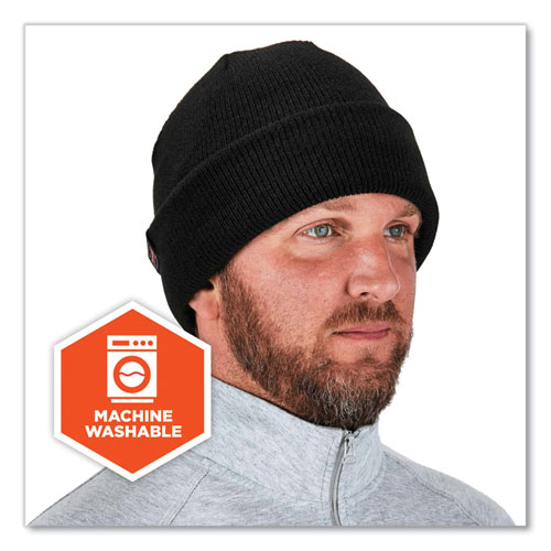 Image of Ergodyne® N-Ferno 6811Zi Rib Knit Hat + Bump Cap Insert, One Size Fits Most, Black, Ships In 1-3 Business Days