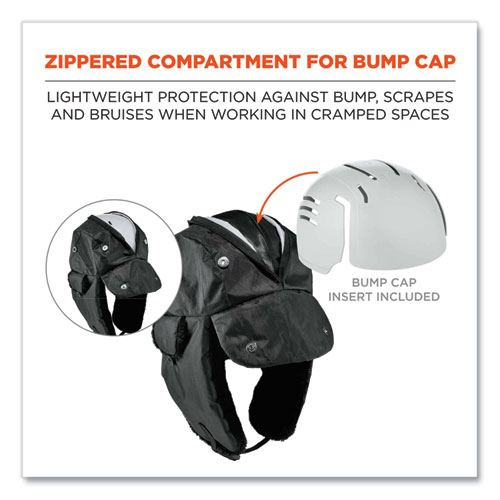 N-Ferno 6802ZI Zipper Trapper Hat + Universal Bump Cap, L/XL, Black