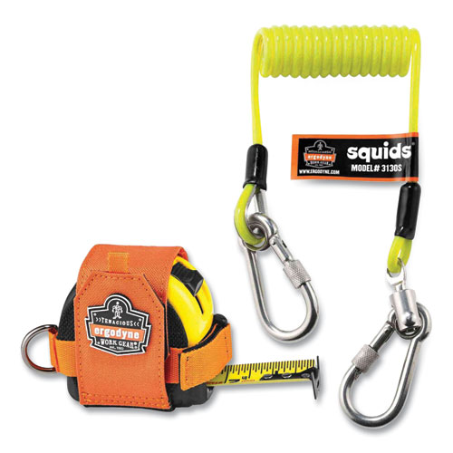 Image of Ergodyne® Squids 3190 Tape Measure Tethering Kit, 2 Lb Max Working Capacity, 6.5" To 48" Long, Lime/Black, Ships In 1-3 Business Days