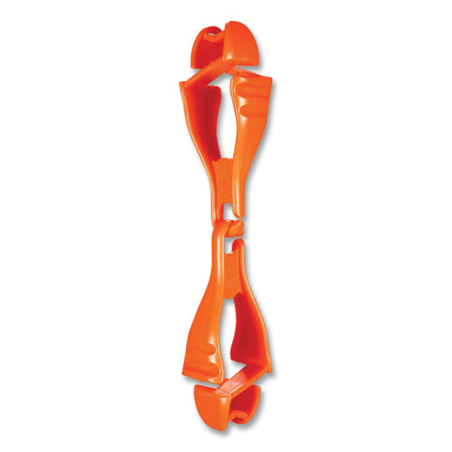 Ergodyne® Squids 3400 Glove Clip Holder With Dual Clips, 1 X 1 X 6.5, Acetal Copolymer, Orange, 100/Carton, Ships In 1-3 Business Days
