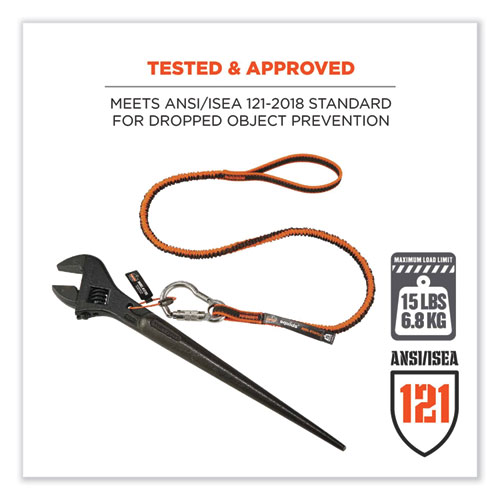 Squids 3101F(x) Tool Lanyard w/Stainless-Steel Carabiner + Loop, 15 lb Max Work Cap, 38" to 48", Ships in 1-3 Business Days