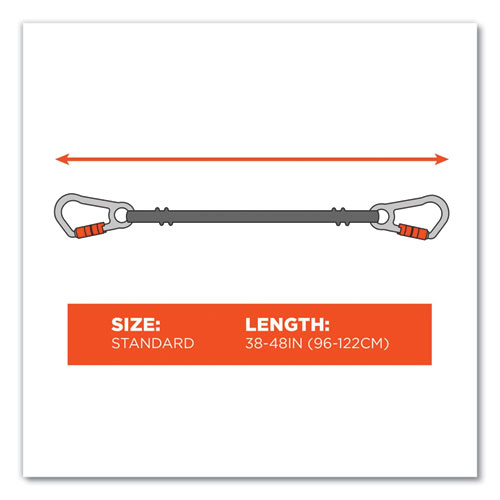 Squids 3111F(x) Tool Lanyard w/StainlessSteel Carabiners,15lb Max Work Cap, 38" to 48",Orange/Gray,Ships in 1-3 Business Days