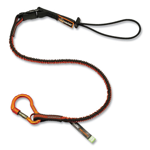 Squids 3102F(x) Tool Lanyard w/Aluminum Carabiner+Cinch-Loop, 5 lb Max Work Cap, 38" to 48", OR/GY,Ships in 1-3 Business Days