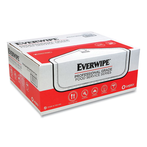 Everwipe™ Quarter-Fold Foodservice Wiper, 1-Ply, 15 x 17, Unscented, White, 150/Pack, 6 Packs/Carton