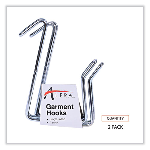 Image of Alera® Single Sided Partition Garment Hook, Steel, 0.5 X 3.13 X 4.75, Over-The-Door/Over-The-Panel Mount, Silver, 2/Pack