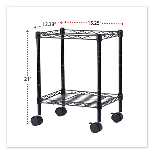 Image of Alera® Compact File Cart For Side-To-Side Filing, Metal, 1 Shelf, 1 Bin, 15.25" X 12.38" X 21", Black