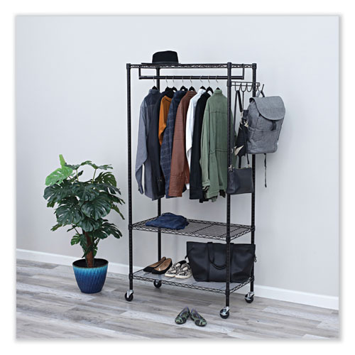 Image of Alera® Wire Shelving Garment Rack, 30 Garments, 36W X 18D X 75H, Black