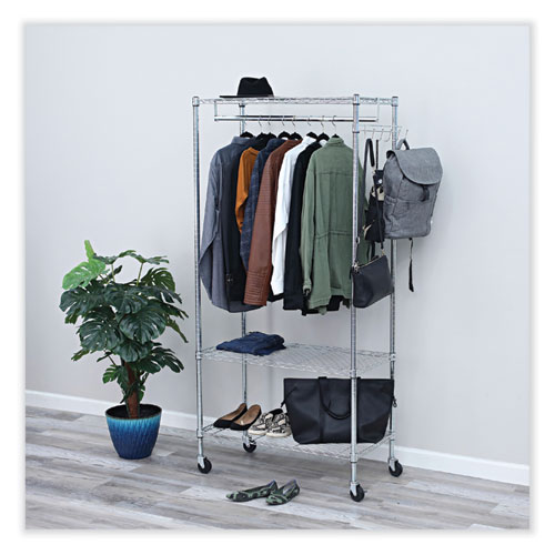 Image of Alera® Wire Shelving Garment Rack, 30 Garments, 36W X 18D X 75H, Silver