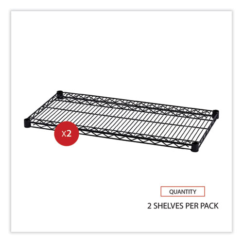 Industrial Wire Shelving Extra Wire Shelves, 36w x 18d, Black, 2 Shelves/Carton