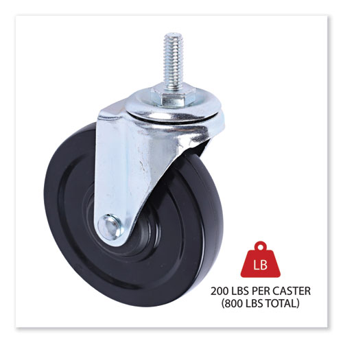 Image of Alera® Optional Casters For Wire Shelving, Grip Ring Type K Stem, 4" Wheel, Black/Silver, 4/Set (2 Locking)