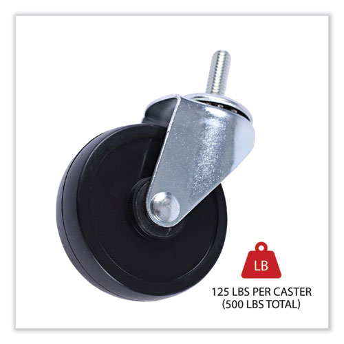 Image of Alera® Optional Casters For Wire Shelving, Grip Ring Stem, 3" Wheel, Black, 4/Set (2 Locking)