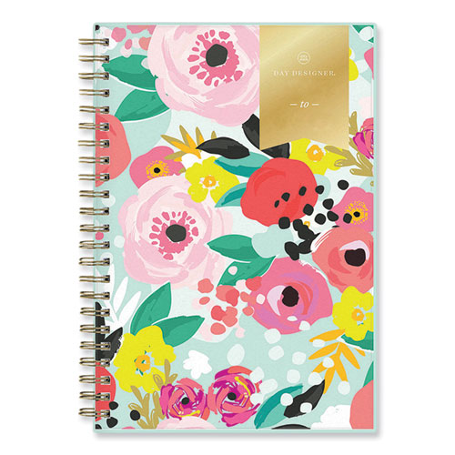 Day Designer “Secret Garden Mint” Academic Weekly/Monthly Twin-Wire Notes Planner, 8 x 5, 12-Month (July to June): 2022-2023