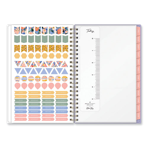 Image of Blue Sky® Margaret Jeane Geo Tile Academic Weekly/Monthly Planner, 8 X 5, Blue/Peach Cover, 12-Month (July To June): 2022 To 2023