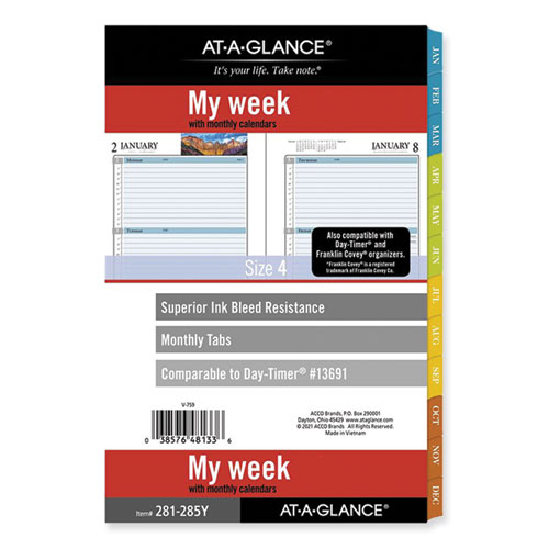 Image of My Week Weekly/Monthly Planner Refill, Zenscapes Photos, Desk Size 4, 8.5 x 5.5, Blue/White Sheets, 12-Month (Jan-Dec): 2023