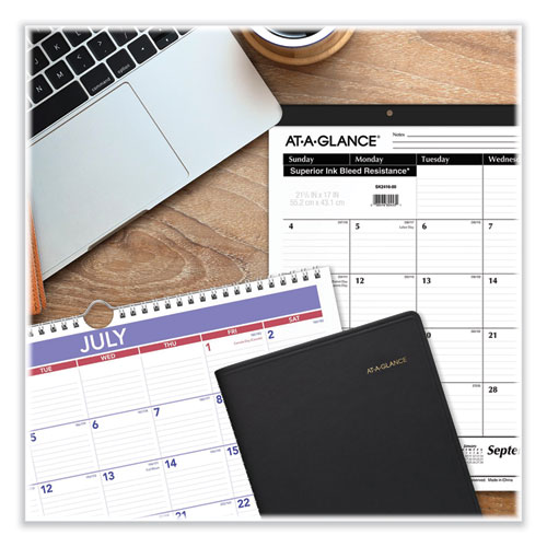 Academic Monthly Wall Calendar, 15.5 x 22.75, White/Violet/Red Sheets, 12-Month (July-June): 2022-2023