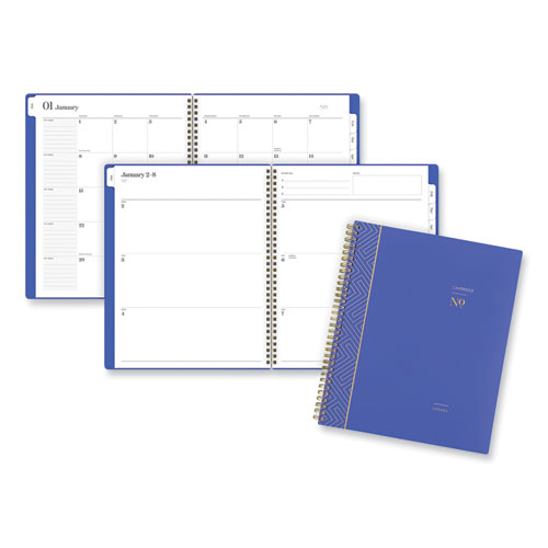 Workstyle Weekly/Monthly Planner, Classic Geometric Artwork, 11 x 8.5, Blue/Gold Cover, 12-Month (Jan to Dec): 2023