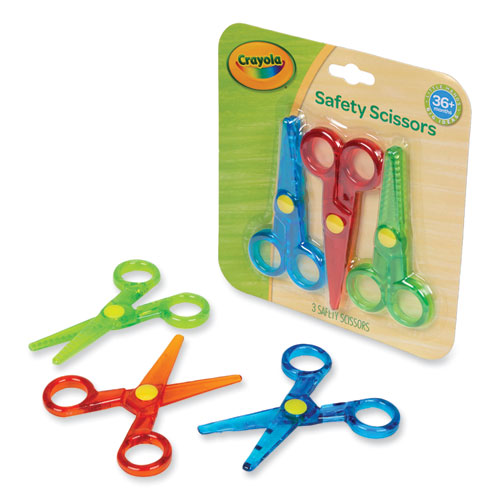 Image of Crayola® Safety Scissors, Rounded Tip, Straight Handle, Assorted Handle Colors, 3/Pack