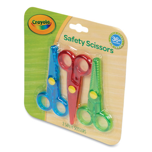 Image of Crayola® Safety Scissors, Rounded Tip, Straight Handle, Assorted Handle Colors, 3/Pack