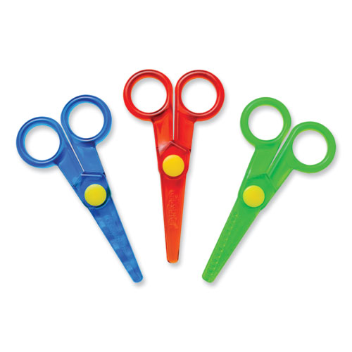 Safety Scissors, Rounded Tip, Straight Handle, Assorted Handle Colors, 3/Pack