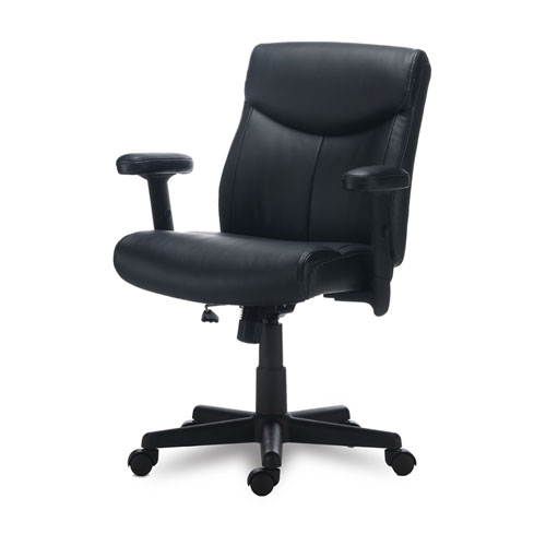 Image of Alera® Harthope Leather Task Chair, Supports Up To 275 Lb, Black Seat/Back, Black Base