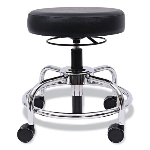 Alera® Hl Series Height-Adjustable Utility Stool, Backless, Supports Up To 300 Lb, 24" Seat Height, Black Seat, Chrome Base
