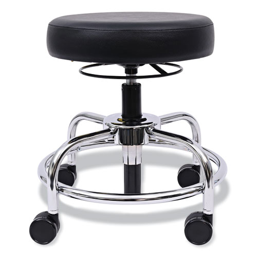 Alera Hl Series Height-Adjustable Utility Stool, Backless, Supports Up To 300 Lb, 24" Seat Height, Black Seat, Chrome Base