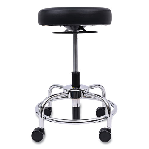 Image of Alera HL Series Height-Adjustable Utility Stool, Backless, Supports Up to 300 lb, 24" Seat Height, Black Seat, Chrome Base