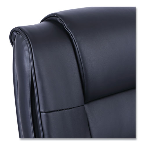 Image of Alera® Ravino Big/Tall High-Back Bonded Leather Chair, Headrest, Supports 450 Lb, 20.07" To 23.74" Seat, Black, Chrome Base