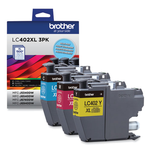 Image of Brother Lc402Xl3Pks High-Yield Ink, 1,500 Page-Yield, Cyan/Magenta/Yellow