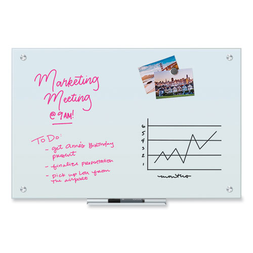 Glass Dry Erase Board, 35 x 23, White Surface