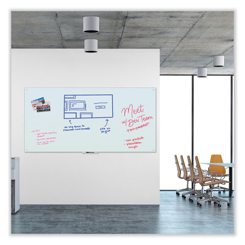 Image of U Brands Glass Dry Erase Board, 96 X 47, White Surface
