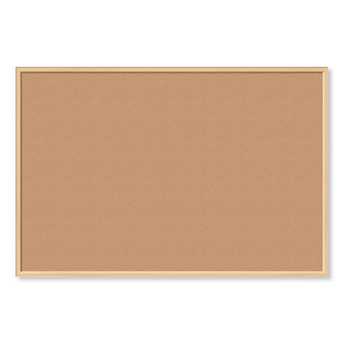 Image of U Brands Cork Bulletin Board, 70 X 47, Tan Surface, Birch Wood Frame