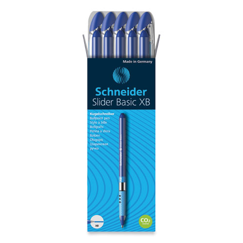 Schneider® Slider Basic Ballpoint Pen, Stick, Extra-Bold 1.4 Mm, Blue Ink, Blue Barrel, 10/Box