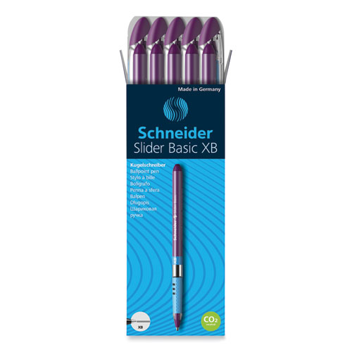 Slider Basic Ballpoint Pen, Stick, Extra-Bold 1.4 mm, Violet Ink, Violet Barrel, 10/Box