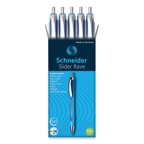 Schneider® Slider Rave Xb Ballpoint Pen, Retractable, Extra-Bold 1.4 Mm, Blue Ink, Blue/Light Blue Barrel