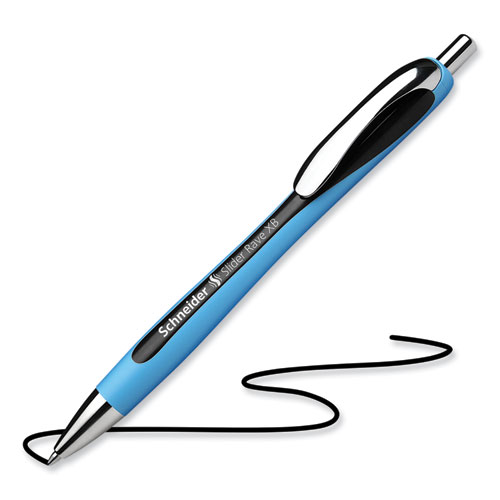 Slider Rave XB Ballpoint Pen, Retractable, Extra-Bold 1.4 mm, Black Ink, Black/Light Blue Barrel