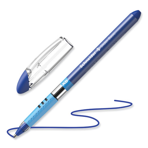 Slider Basic Ballpoint Pen, Stick, Extra-Bold 1.4 mm, Blue Ink, Blue Barrel, 10/Box
