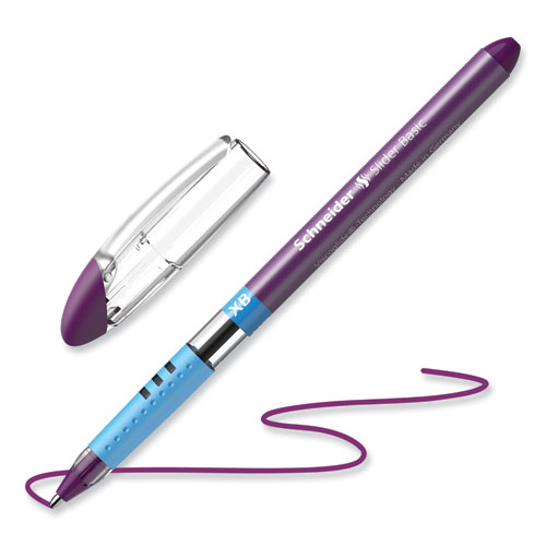 Slider Basic Ballpoint Pen, Stick, Extra-Bold 1.4 mm, Violet Ink, Violet Barrel, 10/Box