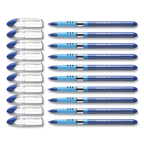 Slider Basic Ballpoint Pen, Stick, Extra-Bold 1.4 mm, Blue Ink, Blue Barrel, 10/Box