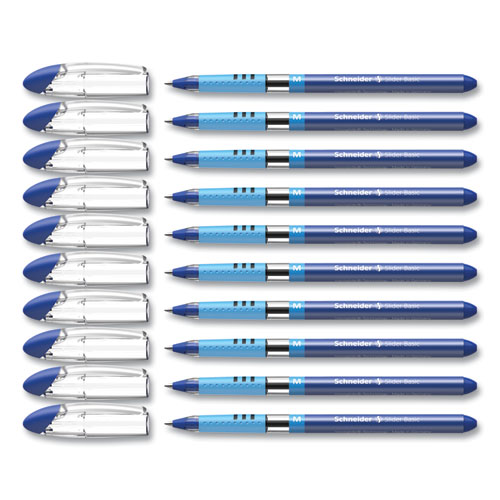 Slider Basic Ballpoint Pen, Stick, Medium 0.8 mm, Blue Ink, Blue Barrel, 10/Box