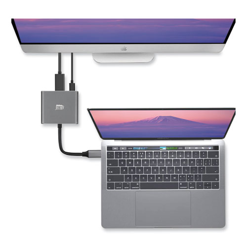 3-in-1 USB-C Multi-Port TAA Compliant Docking Station, HDMI, USB-C, USB 3 A+PD, Black/Gray