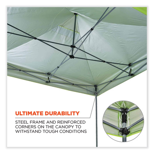 Shax 6051 Heavy-Duty Pop-Up Tent Kit, Single Skin, 10 ft x 10 ft, Polyester/Steel, Lime, Ships in 1-3 Business Days