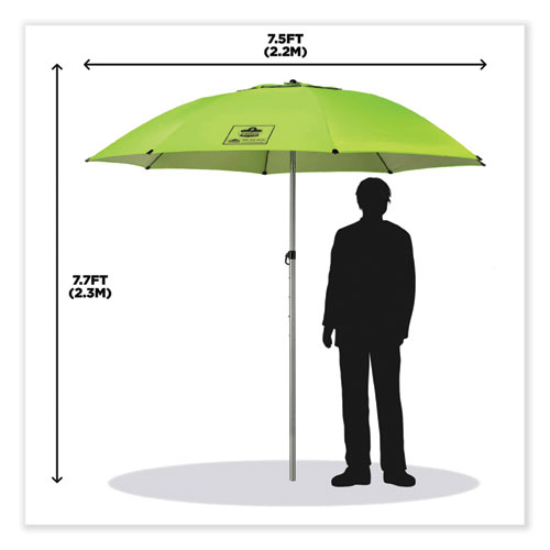 Image of Ergodyne® Shax 6100 Lightweight Work Umbrella, 90" Span, 92.4" Long, Lime Canopy, Ships In 1-3 Business Days