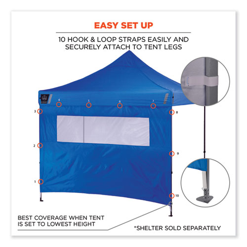 Image of Ergodyne® Shax 6092 Pop-Up Tent Sidewall With Mesh Window, Single Skin, 10 Ft X 10 Ft, Polyester, Blue, Ships In 1-3 Business Days