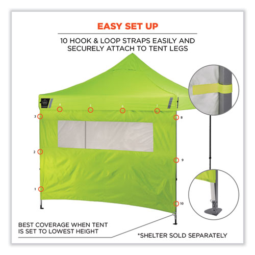 Image of Ergodyne® Shax 6092 Pop-Up Tent Sidewall With Mesh Window, Single Skin, 10 Ft X 10 Ft, Polyester, Lime, Ships In 1-3 Business Days