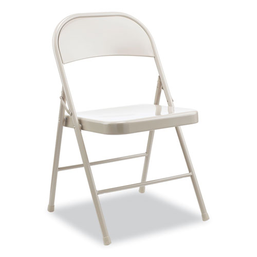 Alera® Armless Steel Folding Chair, Supports Up To 275 Lb, Taupe Seat, Taupe Back, Taupe Base, 4/Carton
