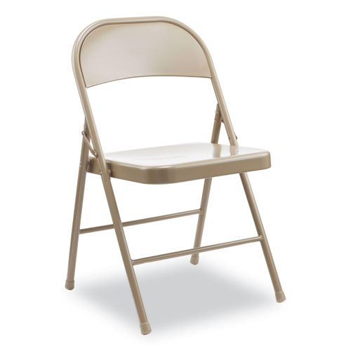 Alera® Armless Steel Folding Chair, Supports Up To 275 Lb, Tan Seat, Tan Back, Tan Base, 4/Carton