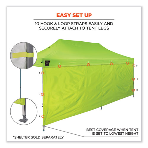 Shax 6097 Pop-Up Tent Sidewall, Single Skin, 10 ft x 10 ft, Polyester, Lime, Ships in 1-3 Business Days