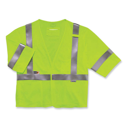 Ergodyne® Glowear 8356Frhl Class 3 Fr Hook And Loop Safety Vest With Sleeves, Modacrylic, Large/Xl, Lime, Ships In 1-3 Business Days